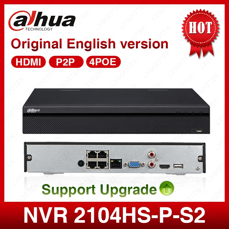 Dahua POE NVR NVR2104HS P S2 4CH сетевой видеорегистратор Full HD 1080P с интерфейсом SATA 2USB|recorder