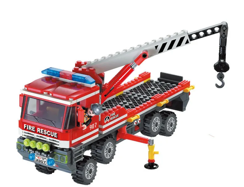 Просвещения Building Block Пожарная служба All-Terrain своих лодки Carrier грузовик 3 пожарный