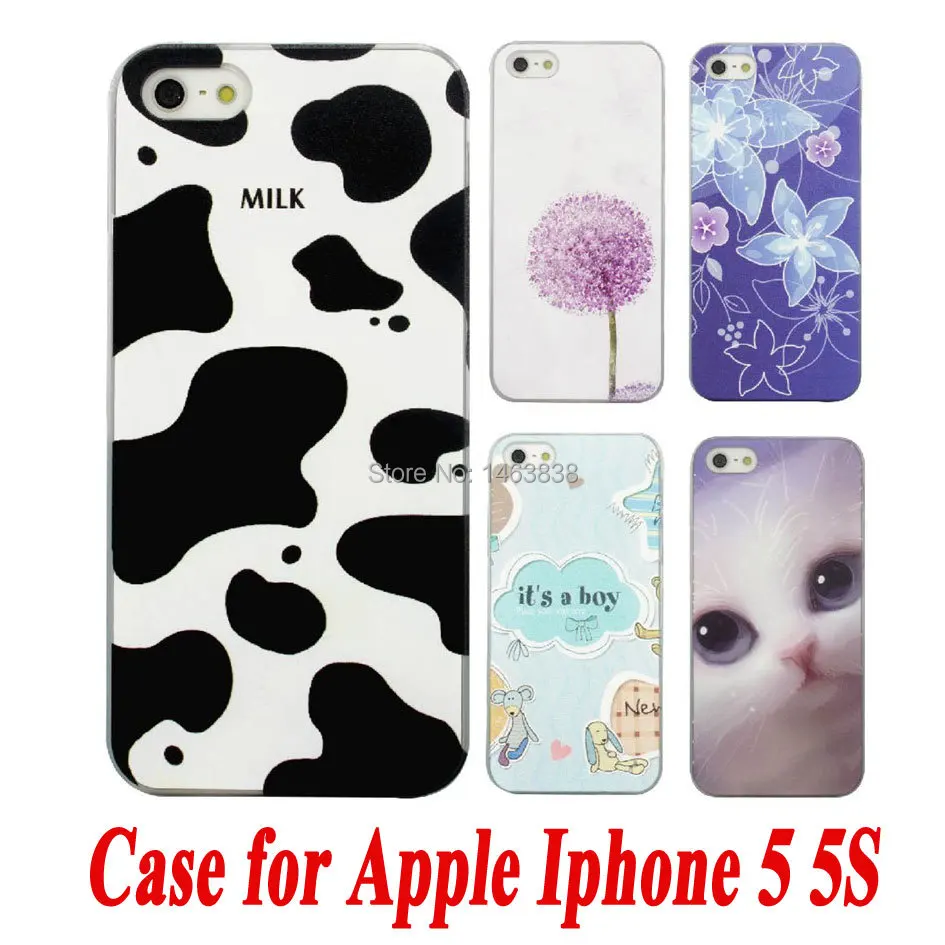 Newsest 4.0 inch cell phone case for iphone 5 5s luxury Car logo cat  dandelion reliefed design thin hard back cover case IP5-013 | АлиЭкспресс