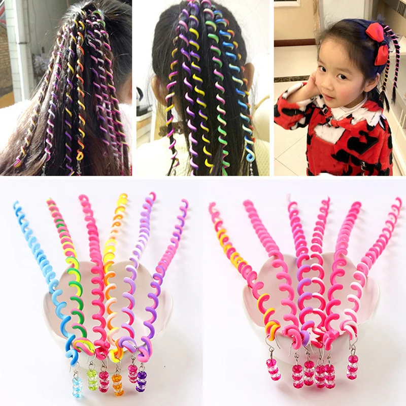 6 шт./партия Детская DIY спираль HairBraid дети составляют волос распространения кольцо