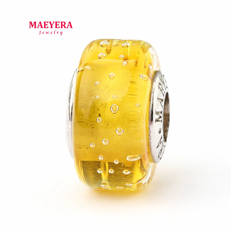 Бисер MAEYERA из стерлингового серебра 925 пробы с желтым пузырьком стеклянный бисер