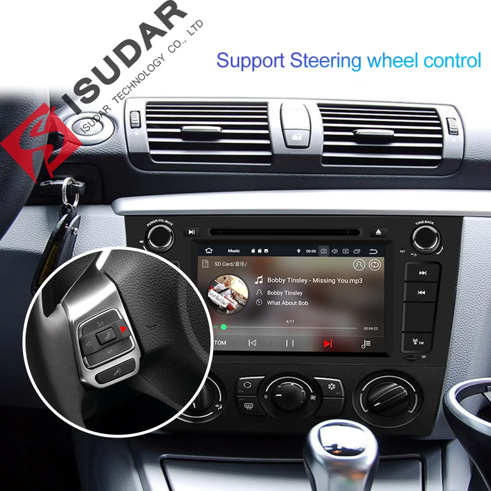 Isudar Автомобильный мультимедийный плеер 1 Din Android 9 для BMW E81/E82/E88 СЕРИЯ Canbus