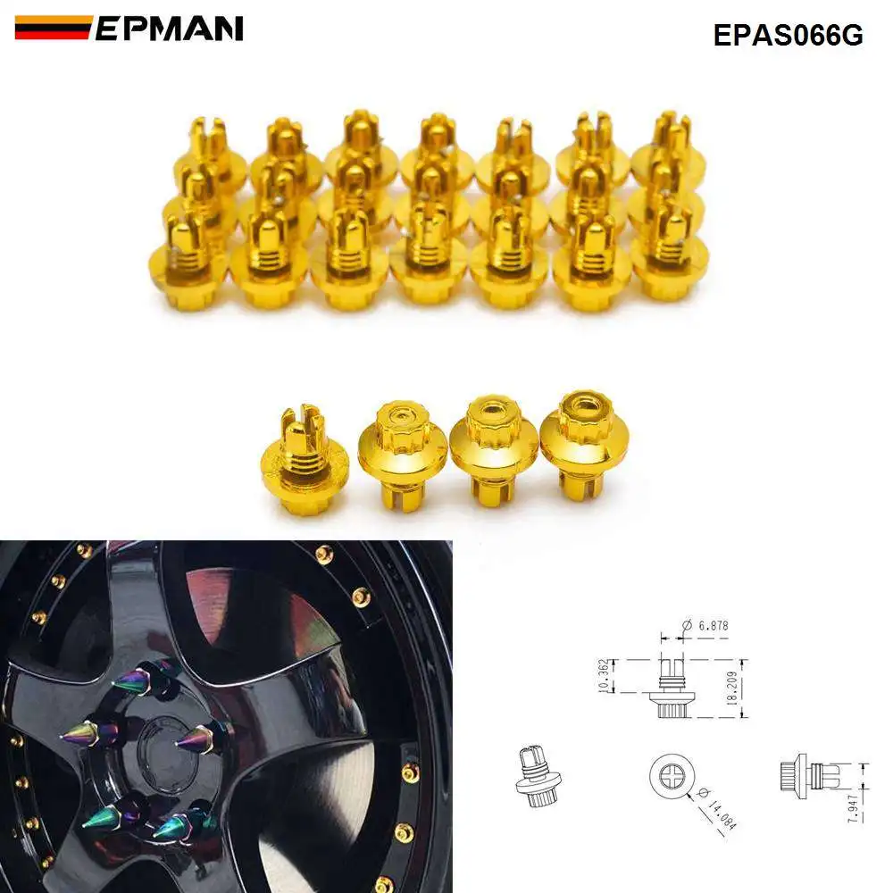 EPMAN- 25pcs/lot Plastic Rim Lip Replacement Wheel Rivets / Nuts For Wheel Cap Lip Screw Bolt Tires EPAS066G