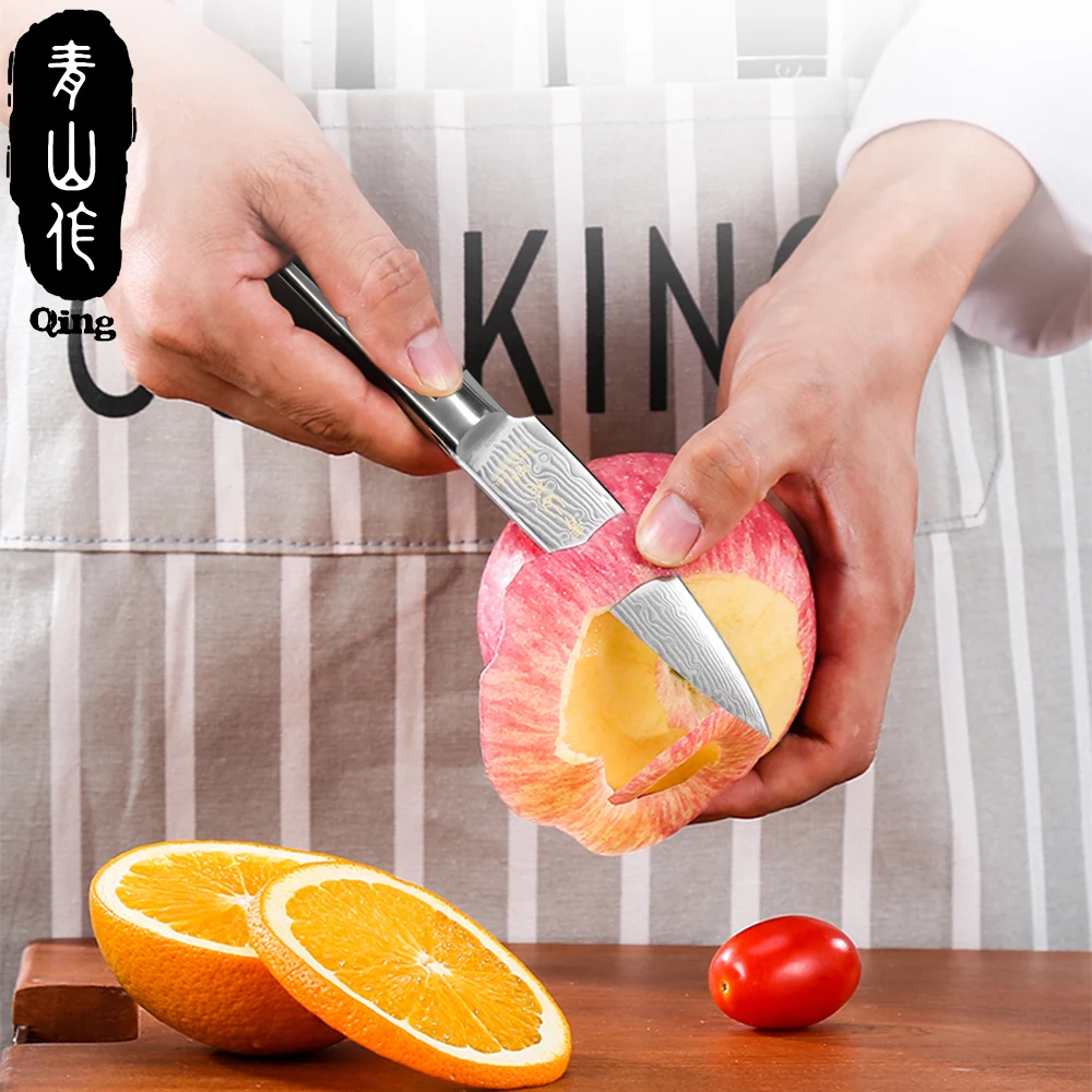 Qing дамасский нож 3 5 &quotнож для очистки овощей японский стальной кухонный Ультра