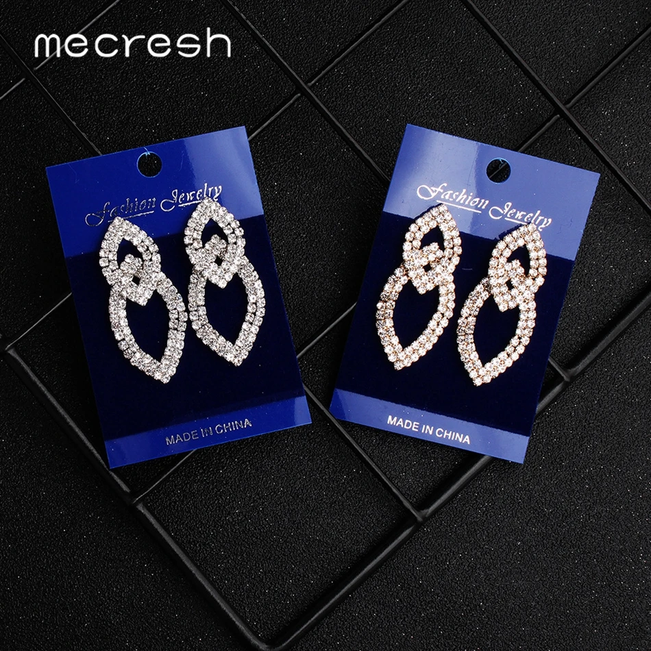 Mecresh классический геометрический со стразами маленькая капля серьги цвет