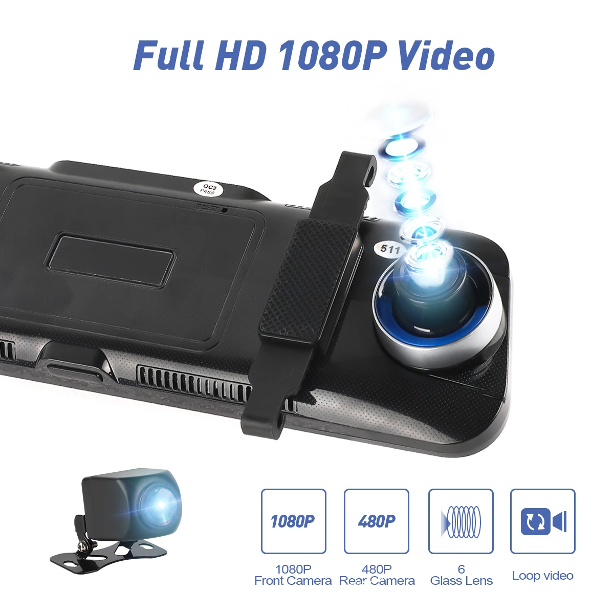 9,35 Дюймов зеркало заднего вида для автомобиля Android DVR камера с двумя объективами видеорегистратор Предупреждение g-сенсор Мини DVR видеорегистратор авто