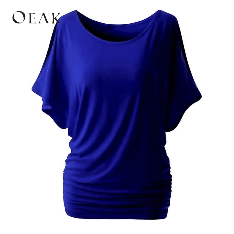 OEAK 5XL Women Casual Summer T-Shirt Batwing Short Sleeve Loose Top Basic Tee Female Plus Size camisas mujer | Женская одежда