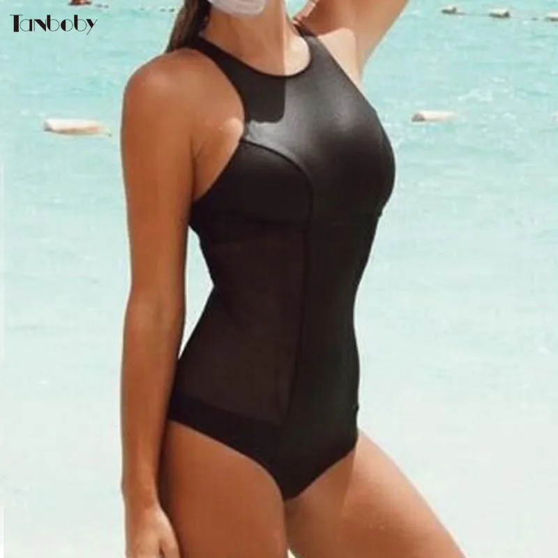 Купальники с высокой горловиной монокини одежда для плавания женские сетчатые