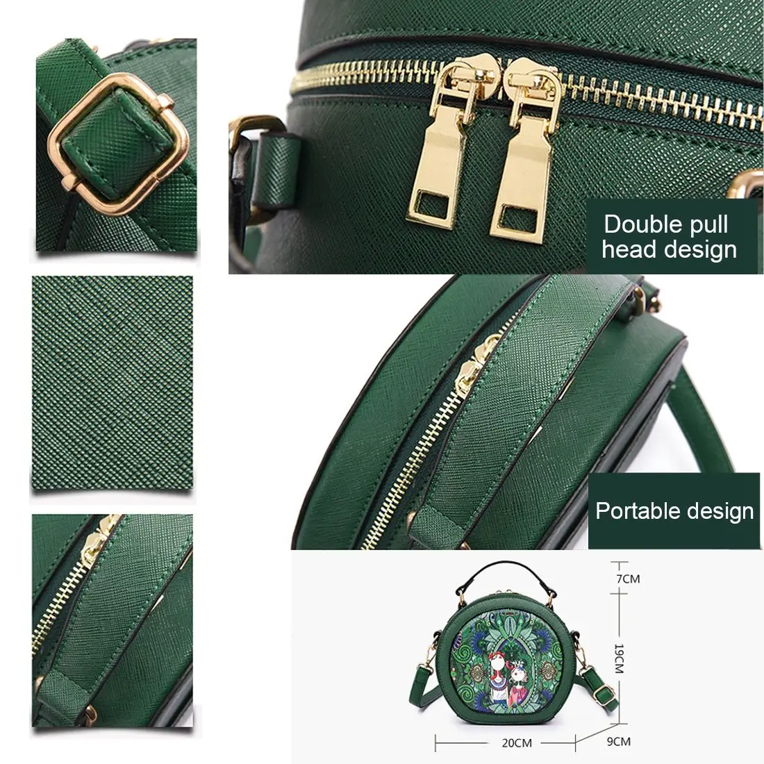 Ms. bag Лоскутная лесная девушка печать зеленая искусственная кожа модные