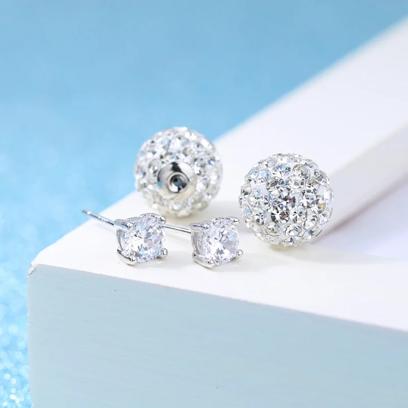 Женские серьги гвоздики из серебра 925 пробы с кристаллами|earrings fashion|earrings wholesalefashion