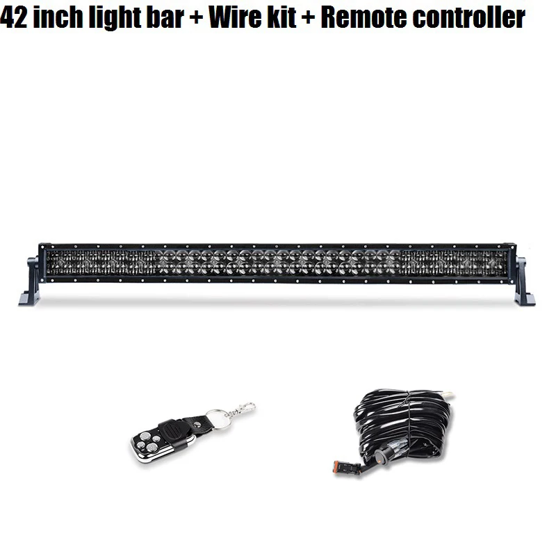42inch bar Remote 5D 22 32 42 дюйма 200 Вт 300 Вт 400 Вт двойной прямой ряд черный жемчуг объектив светодиодный светильник с Cree Led чип DT разъем для SUV ATV - Цвет: 42inch bar Remote