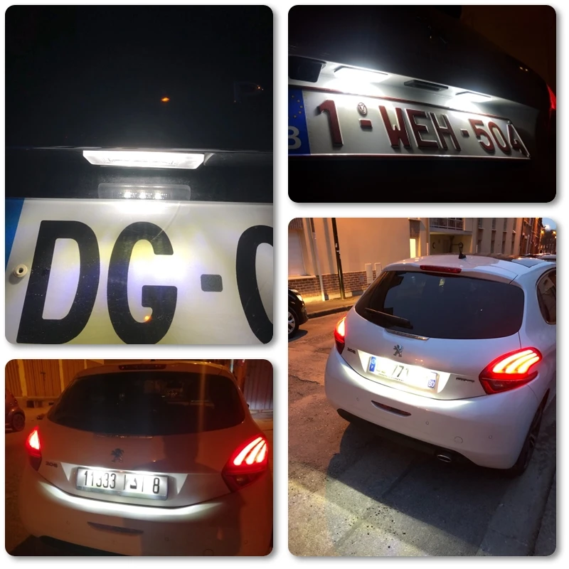 CANbus Белый светодиодный номерной знак для Peugeot 207 CC 208 12 16 2008 308 MK2 Citroen C5 III RD 2