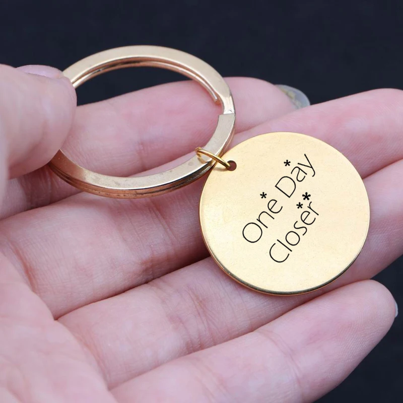 Engraved One Day Closer Gift For Good Long Distance Couple Keychain Hand Stamped Men Women Fashion Jewelry Key Pendant | Украшения и