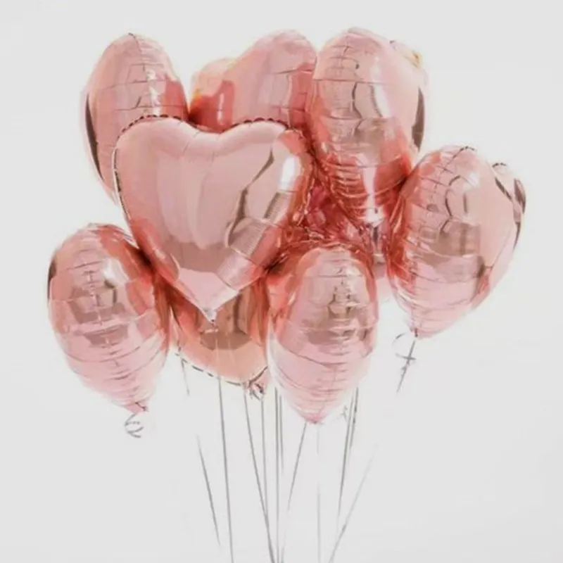 8 шт./лот 18 дюймов Красное Сердце воздушные шары из фольги Love украшение для свадьбы дня рождения с днем рождения шаровым гелием Globos вечерние поставки - Цвет: rose gold