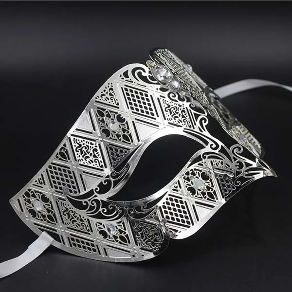 Серебряные металлические стразы Вечерние Маски фантомные мужские женские