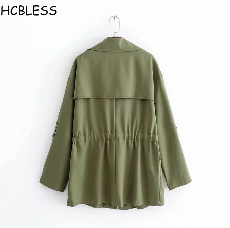 HCBLESS 2018 autumn new women's drawstring waist double pocket long trench coat wild ladies | Женская одежда