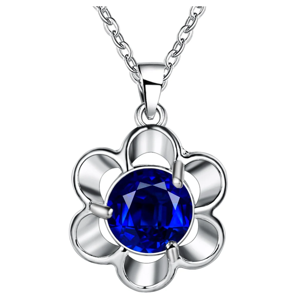 Ожерелье с кристаллом и цветком 5 цветов посеребренное ожерелье подвеской модное