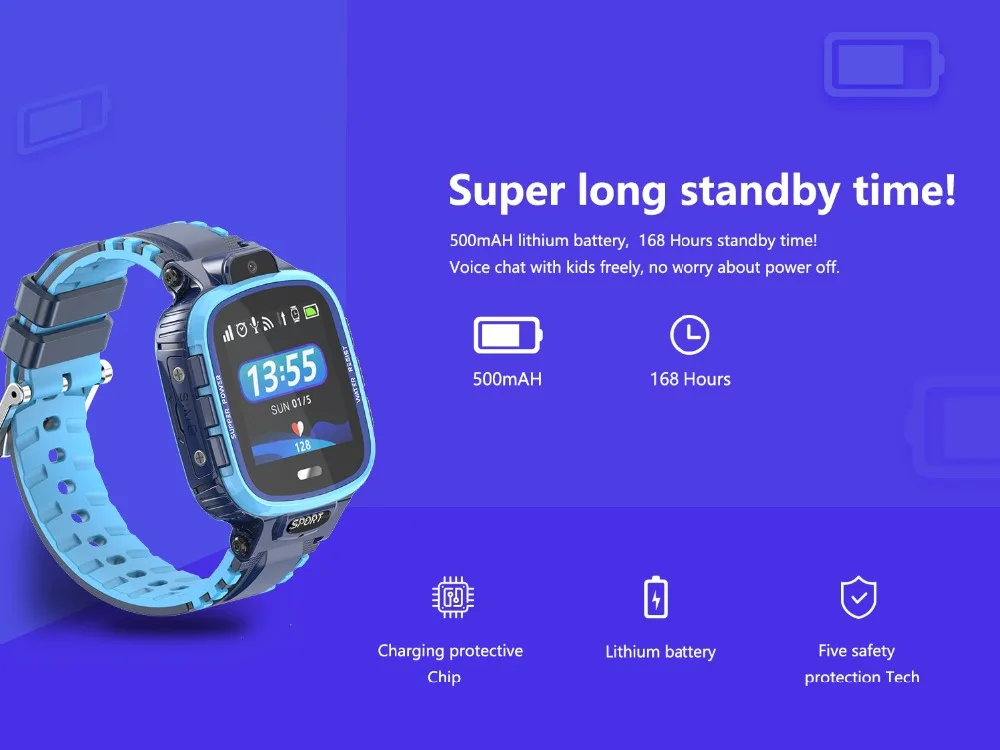 Gps Смарт-часы детская камера IP67 Водонепроницаемый Wifi трекер телефон Smartwatch Дети SOS монитор позиционирования часы 500 мАч батарея