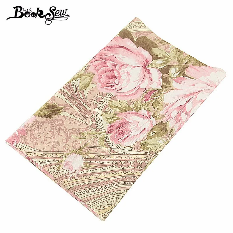 Booksew 100% хлопчатобумажная саржевая ткань коричневый цветочный дизайн шитье