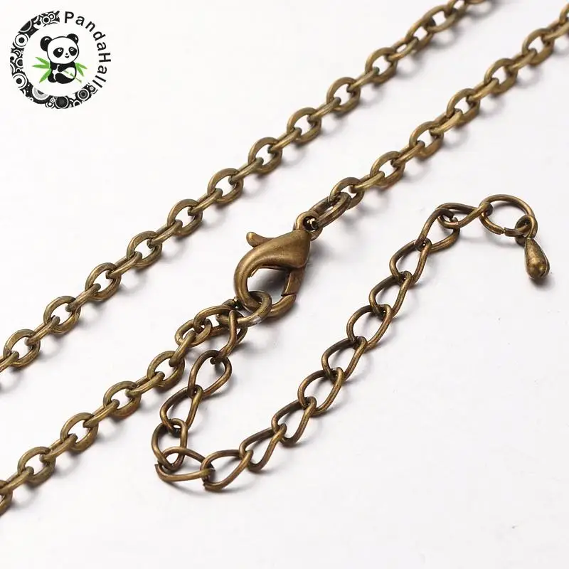 

10 strands Iron Cross Chain Cable Chain Necklace Makings, with Alloy Lobster Claw Clasps and Iron End Chains 30.3"