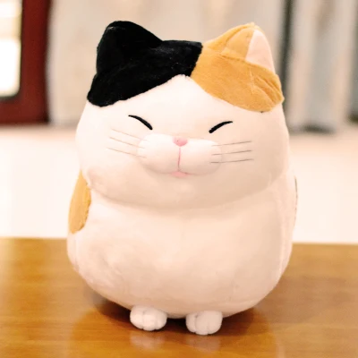 Маленькая милая плюшевая черная кошка игрушка Толстый Кот кукла подарок около 30 см