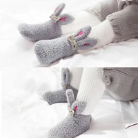 new style winter coral fleece baby girls socks newborn soft cute rabbit baby socks thickening soft cute bunny ear warmer socks