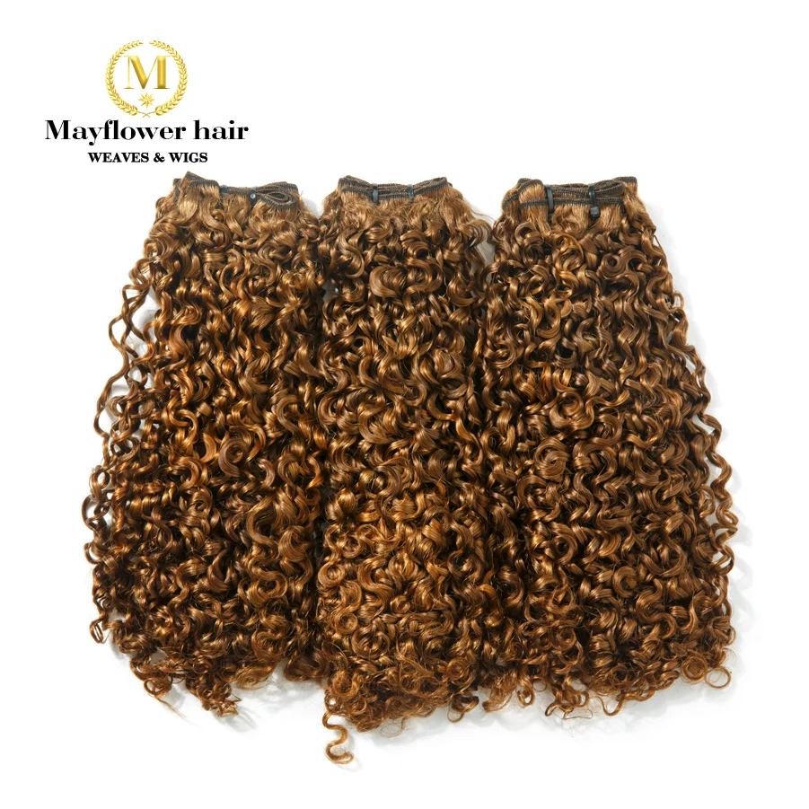Mayflower Фунми волосы крошечные локон 1/2/3 Связки Смешанная Длина 10-1" двойные вытянутые волосы Remy пикселей curl цвет#30