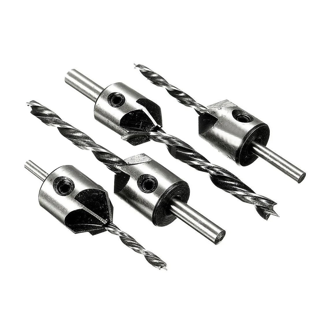 

4pcs 3mm-6mm Wood Countersink Drill Set HCS Flute Drill Bit Carpentry Reamer Woodworking Chamfer End Milling Wood Tool