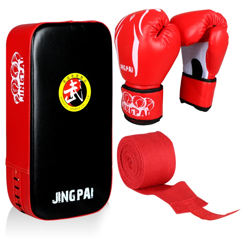 

Боксерские перчатки GINGPAI MMA + подставка под руку для ног + оболочка для рук один комплект кожаные спортивные Боксерские перчатки для тхэквонд...