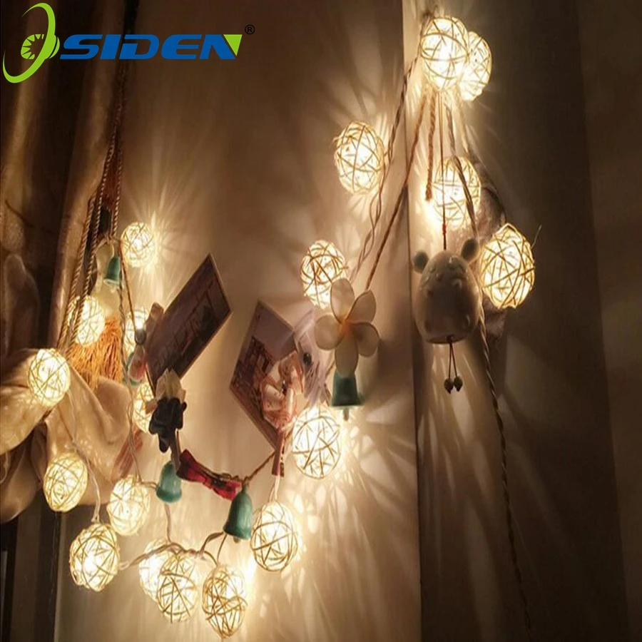 

OSIDEN Rattan Ball5M 20 LED EU/US Warm White LED String Lighting Holiday Christmas Wedding Party Curtain Decoration Lights Drop