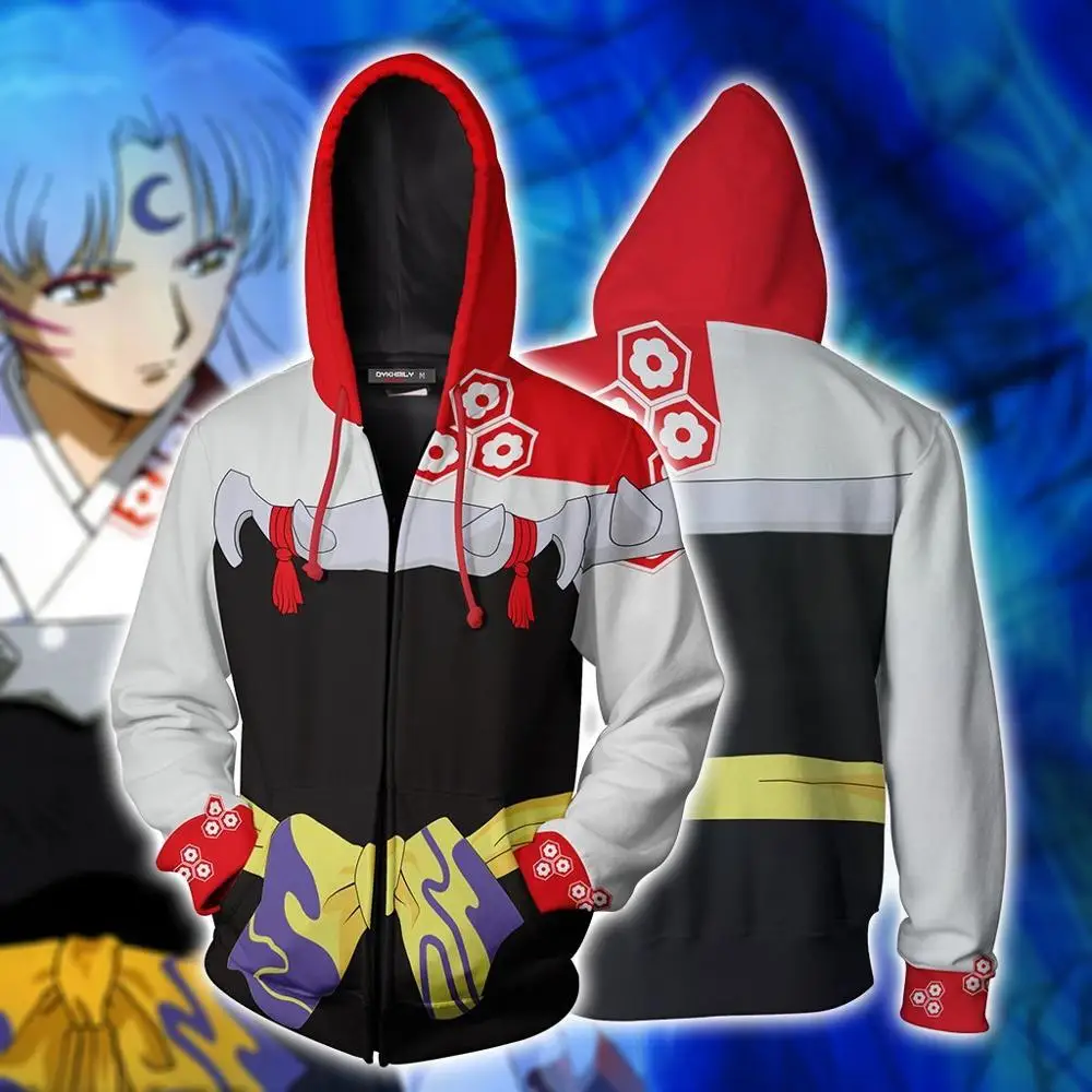 Аниме Inuyasha Косплей Толстовка с принтом унисекс Sesshoumaru длинным рукавом толстовки