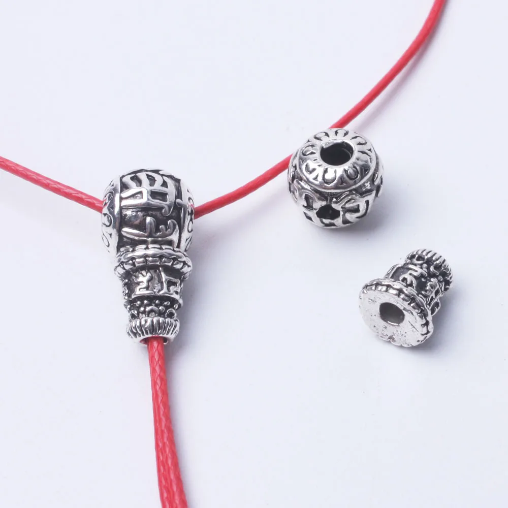 

10pcs/lot Six Words Of Mantra Sanskrit Guru Beads For Rosary Making 3 Hole Bead Metal Tibetan Buddhism Supplies Spacer Beads