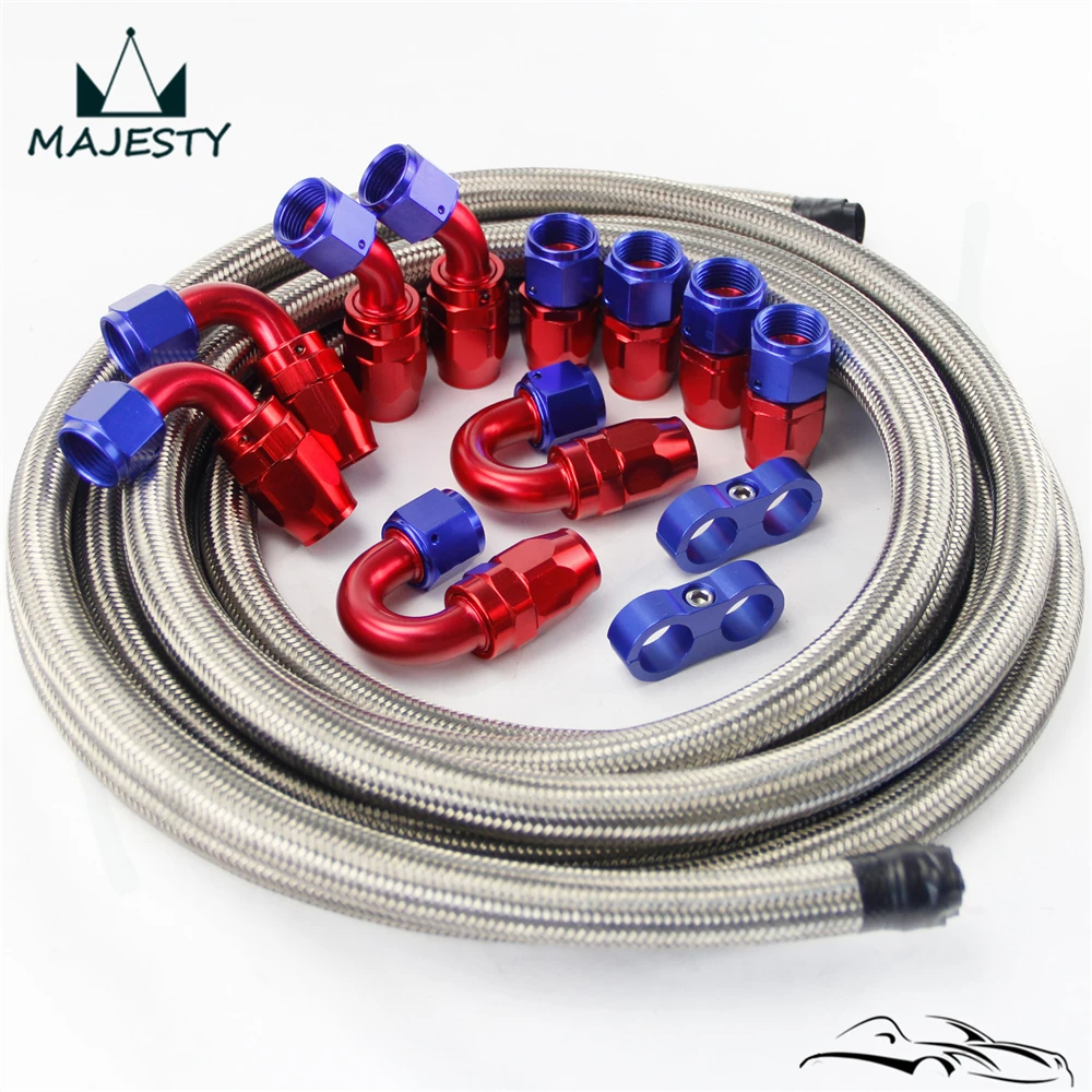

AN10 Stainless Steel Braided Hose AN 10 AN + Fitting Hose End Adaptor KIT