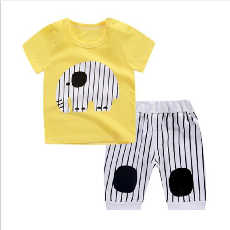 Brand Toddler Newborn Baby Boy Clothes 2018 Summer Children Boys Cartoon Kids Korean Clothing Set Tshit+Pants Cotton |