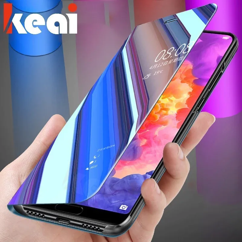 Mirror Flip Leather Stand Phone Cases For Huawei P Smart P20 Mate 10 Pro View Window Cover P10 Lite Shell |