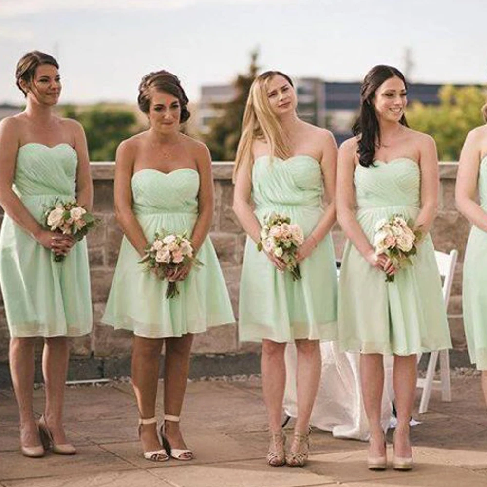Платье для подружки невесты недорогое мини-платье мятного цвета свадебной