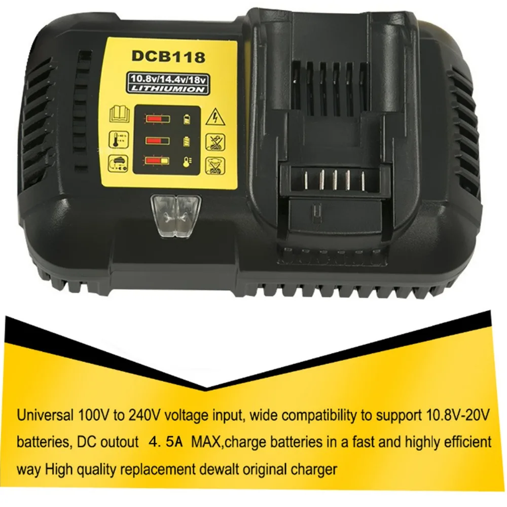 Быстрое зарядное устройство для литиевых батарей 14 4 а Dewalt DCB118 12 В/20 в DCB200 DCB180 DCB181