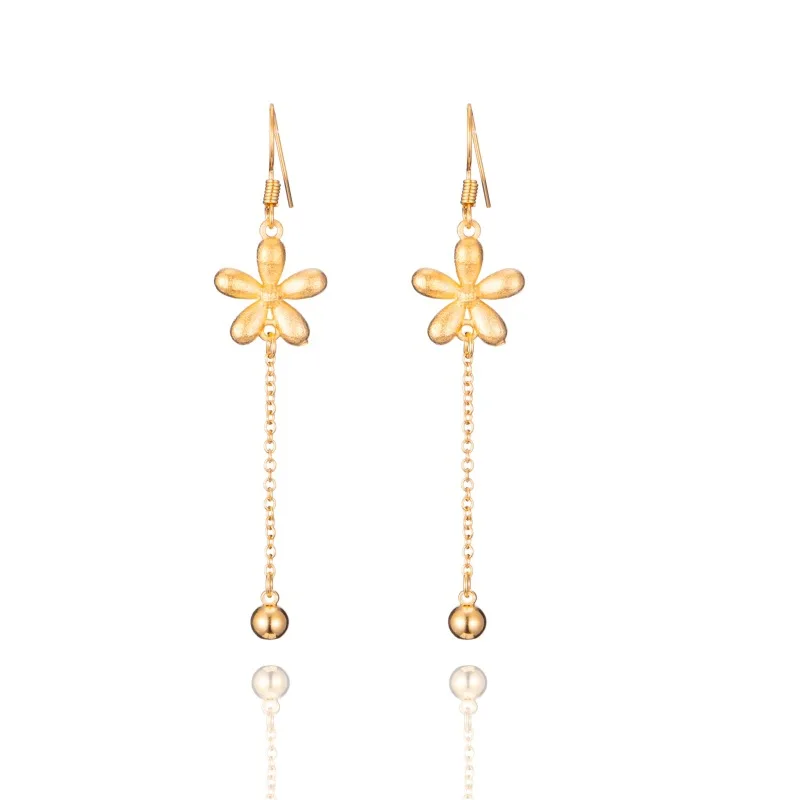 1Pair Fashion Jewelry five-pointed Star Tassel Earring Hypoallergenic Long-lasting Color Plated Gold Earrings Sand Women's | Украшения