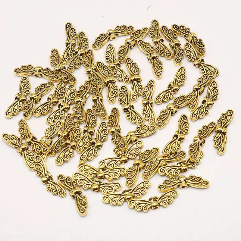 gold Цена тибетский серебряный Ретро DIY ювелирный кулон тибетский серебряный ангел разделитель "крылья" бусины Подвески Diy Ювелирные изделия Mking - Окраска металла: gold