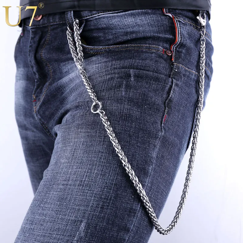 

U7 316L Stainless Steel Waist Biker Wallet Chain Keychain Rock Punk Trousers Motorcyle Hip Hop Pant Jean Chains Men Jewelry J008