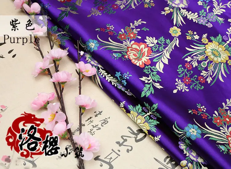 Тканый дамасский Улучшенный костюм cheongsam шелковая ткань одежда жаккардовая парча ткань - Цвет: Темно-фиолетовый