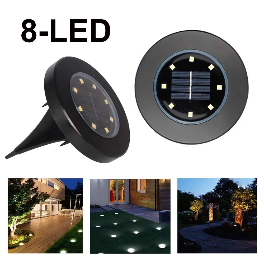 4 шт. солнечный диск огни 8LED Солнечный Путь огни Открытый водонепроницаемый сад ландшафтное освещение для двора палуба газон патио