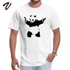 Мужская футболка панда Бэнкси, футболки с круглым вырезом Guns, топы на День святого Валентина, футболки, купоны с коротким рукавом, хлопковая футболка, простой стиль, Camiseta