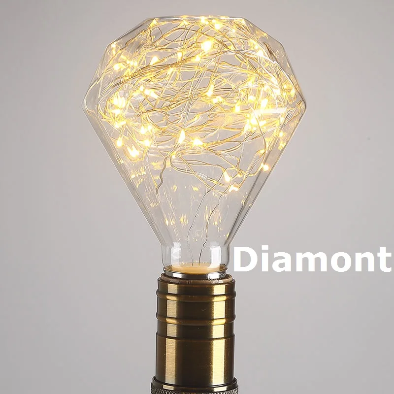 SLB-Diamont-2300k 3D Светодиодная лампа Эдисона, ретро красочная E27 AC110V 220V для дома фестиваль Стекло лампада теплый белый рождественские украшения rgb арт светильник лампочка - Цвет: SLB-Diamont-2300k