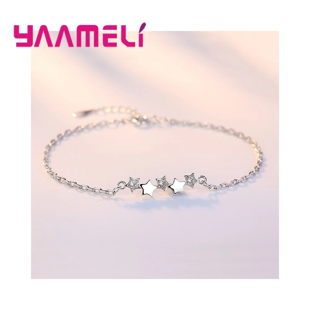 

Best Friend Bracelet Fashion Simplicity Small Star Tiny Bracelets Gift Rhinestone Charming 925 Silver Jewelry For Women