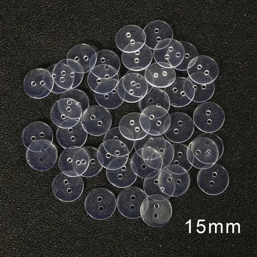 15mm 50pcs 9-25 мм пластиковые пуговицы из смолы для скрапбукинга, круглые прозрачные аксессуары с двумя отверстиями - Цвет: 15mm 50pcs