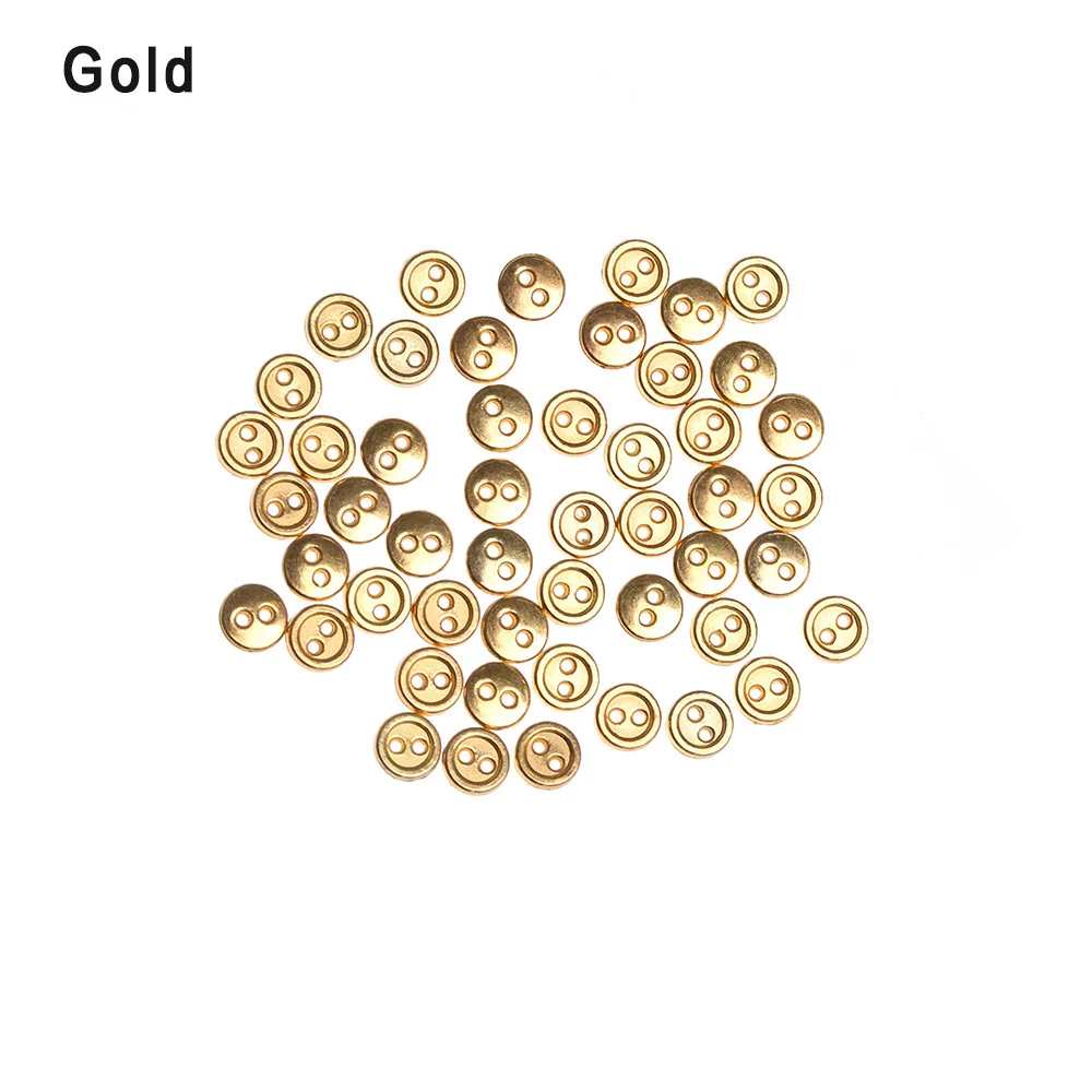 gold 50 шт./лот 3 мм/4 мм/5 мм ручной работы мини металлические пуговицы DIY кукольная одежда для шитья круглые пуговицы DIY кукольная одежда аксессуары - Цвет: gold