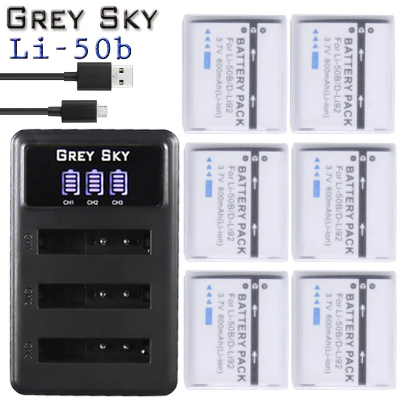Li50b Li-50B LI50B li ion аккумулятор 50B Батарея+ 3 знака после слотов для карт Зарядное устройство для цифровой камеры OLYMPUS SP 810 800UZ u6010 u6020 u9010 SZ14 SZ16 D755 u1010 SZ30 SZ20 XZ-1 - Цвет: Charger and 6battery