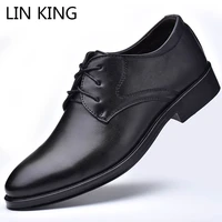 lin king fashion lace up formal shoes mens casual oxfords shoes new pointed toe dress shoes anti skid shallow office work shoes