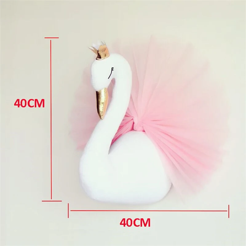 Фламинго Лебедь Золотая Корона Wall Art 3D для девочек розовый Гусь кукла Мягкая